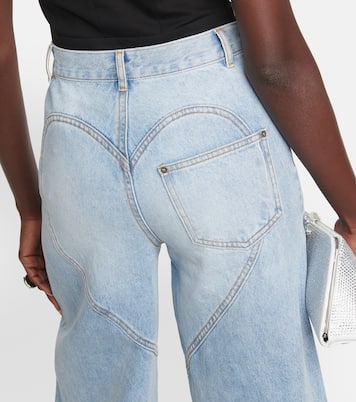 Cutout embellished high-rise wide-leg jeans | Area