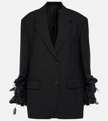 Feather-trimmed wool blazer | Prada