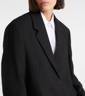 Feather-trimmed wool blazer | Prada