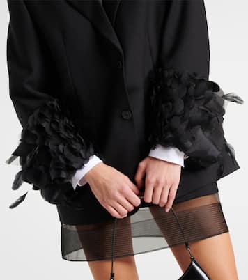 Feather-trimmed wool blazer | Prada