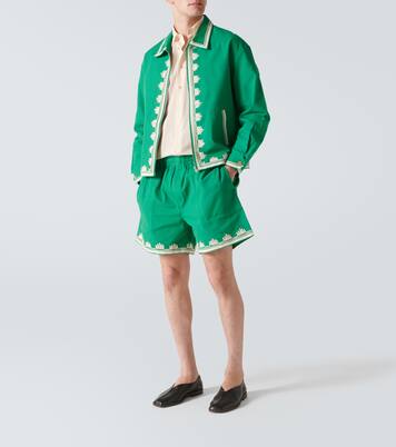Ripple embroidered cotton shorts | Bode