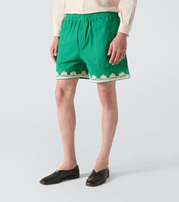 Ripple embroidered cotton shorts | Bode
