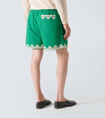 Ripple embroidered cotton shorts | Bode