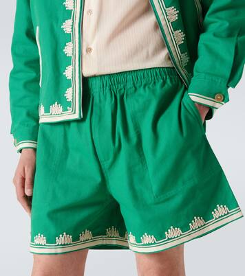 Ripple embroidered cotton shorts | Bode