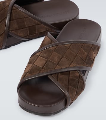 Tarik Intrecciato suede slides | Bottega Veneta