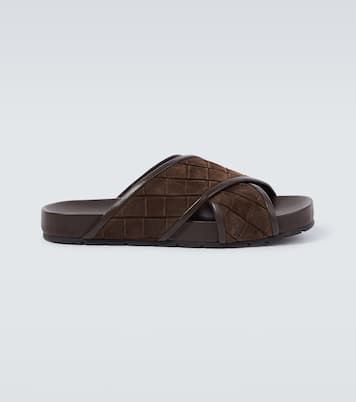 Tarik Intrecciato suede slides | Bottega Veneta
