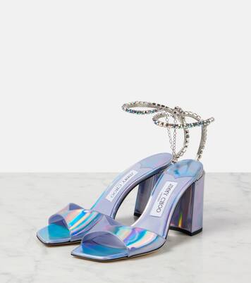 Verzierte Sandalen Saeda 85 aus Metallic-Leder | Jimmy Choo