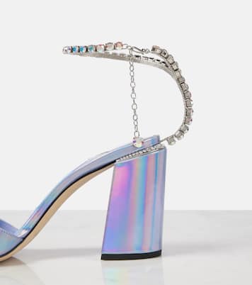 Verzierte Sandalen Saeda 85 aus Metallic-Leder | Jimmy Choo