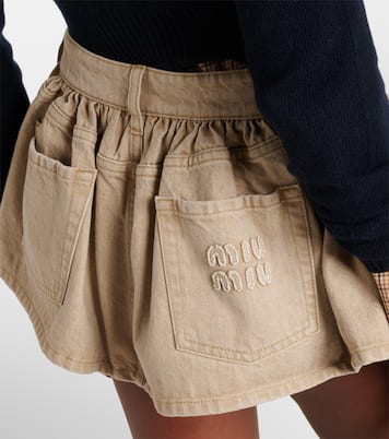 Ruffled denim miniskirt | Miu Miu