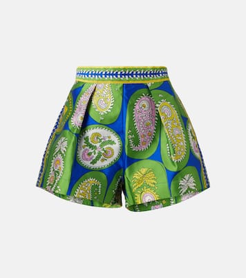 Printed pleated high-rise shorts | Alémais