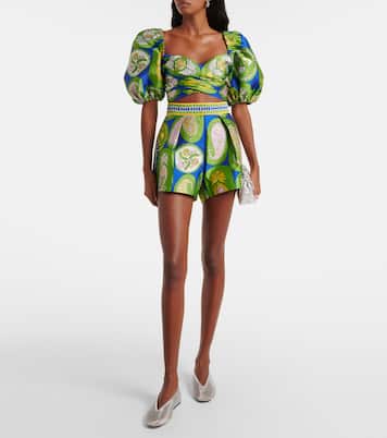 Printed pleated high-rise shorts | Alémais