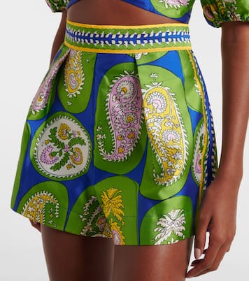 Printed pleated high-rise shorts | Alémais