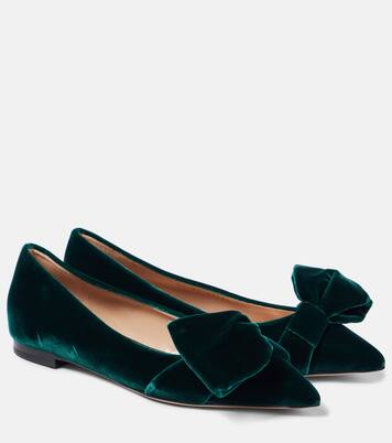 Bow-detail velvet ballet flats | Gianvito Rossi