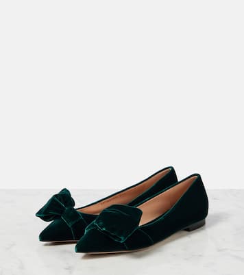 Bow-detail velvet ballet flats | Gianvito Rossi