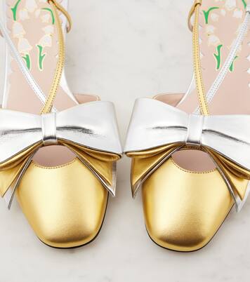 Bowow 45 metallic leather slingback pumps | Valentino Garavani