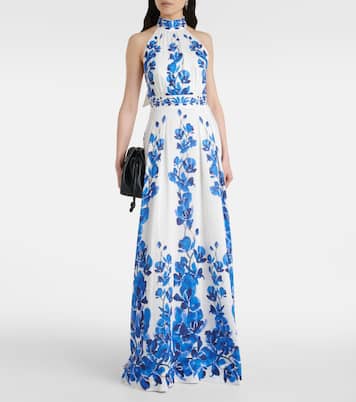 Robe longue Orchid Blues à fleurs | Rebecca Vallance