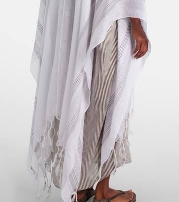 Fringed linen poncho | Brunello Cucinelli