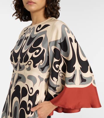 Abito lungo Phoenix Placée in twill di seta | La DoubleJ