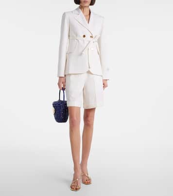 Double-breasted belted wool-blend blazer | Patou