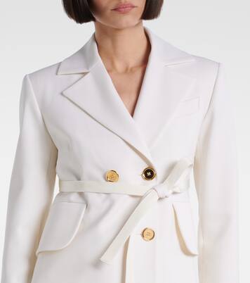 Double-breasted belted wool-blend blazer | Patou