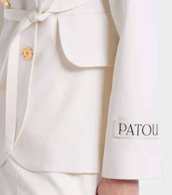 Double-breasted belted wool-blend blazer | Patou