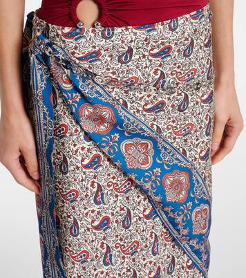 Jupe longue imprimée en satin | Rabanne