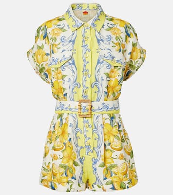 Bedruckter Playsuit aus Leinen | Farm Rio