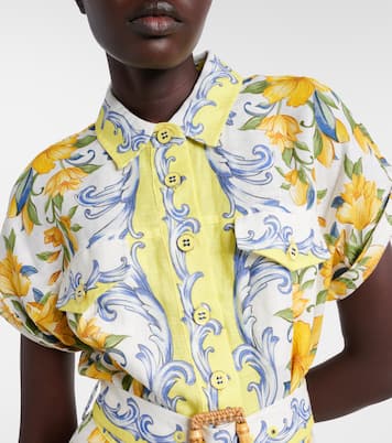 Bedruckter Playsuit aus Leinen | Farm Rio