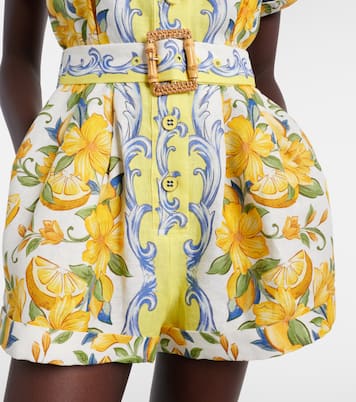 Bedruckter Playsuit aus Leinen | Farm Rio