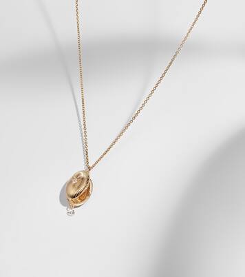 9kt gold locket necklace with diamonds | Persée