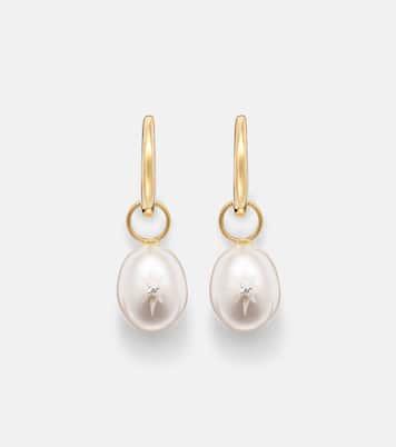 14kt gold drop earrings with pearls and diamonds | Mateo