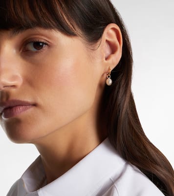 14kt gold drop earrings with pearls and diamonds | Mateo