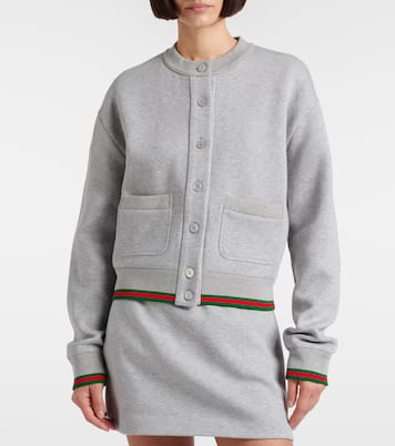 Web Stripe cotton-blend jersey cardigan | Gucci