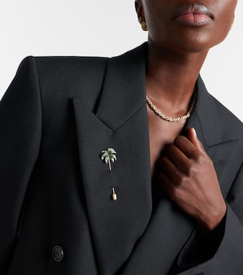 Brosche Palmier aus 9kt Gelbgold (375/1000) mit Diamanten und Tsavoriten | Yvonne Léon