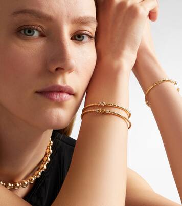 Cablespira® Flex X Micro 18kt gold (750/1000) bracelet with diamonds | David Yurman