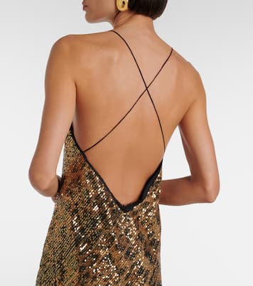 Leopard-print sequined slip dress | Roberto Cavalli