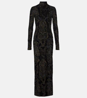 Embroidered velvet and mesh gown | Roberto Cavalli