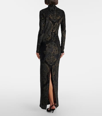 Embroidered velvet and mesh gown | Roberto Cavalli