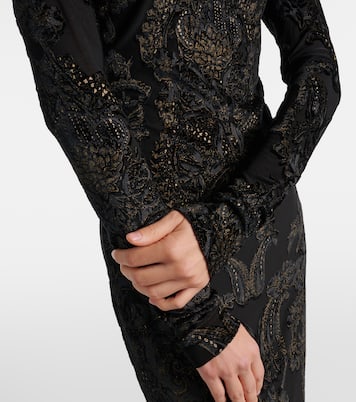 Embroidered velvet and mesh gown | Roberto Cavalli