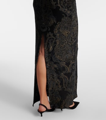 Embroidered velvet and mesh gown | Roberto Cavalli