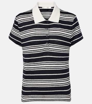 Striped linen-blend polo shirt | Frame