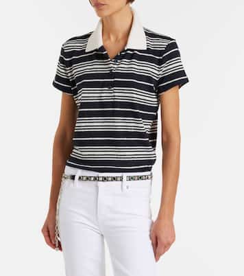 Striped linen-blend polo shirt | Frame