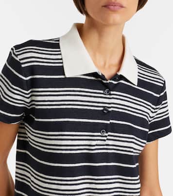 Striped linen-blend polo shirt | Frame