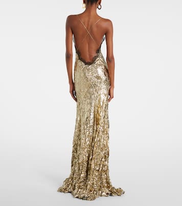 Robe aus einem Seidengemisch mit Spitze | Roberto Cavalli