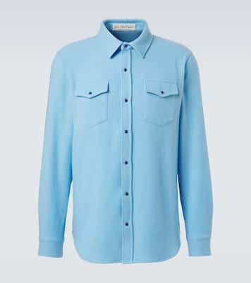 Blue Lagoon cashmere shirt with lapis lazuli | God's True Cashmere