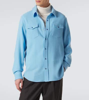 Blue Lagoon cashmere shirt with lapis lazuli | God's True Cashmere