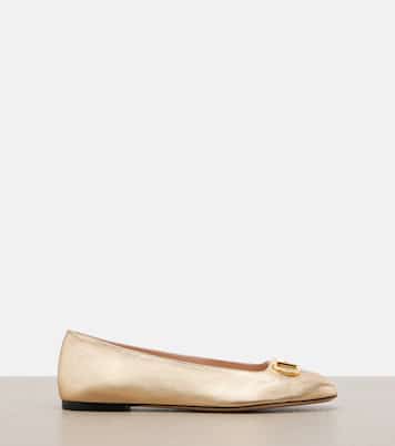 Ballerinas VLogo aus Metallic-Leder | Valentino Garavani