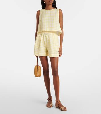 Shorts in lino e cotone a quadri | Asceno