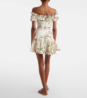 Jacarina printed linen miniskirt | Agua by Agua Bendita