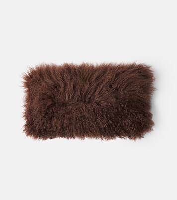 Shearling and linen cushion | Maison de Vacances